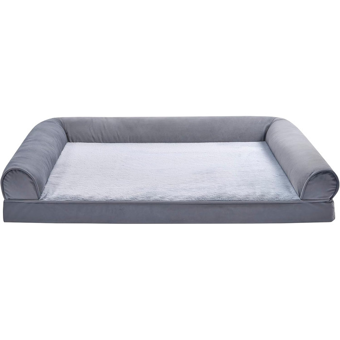 Amazon Basics Foam Dog and Pet Couch Bed with Removable Cover, Grey, (L x W x H) (U-shaped Sofa - Grey, 112 x 89 x 20 cm)