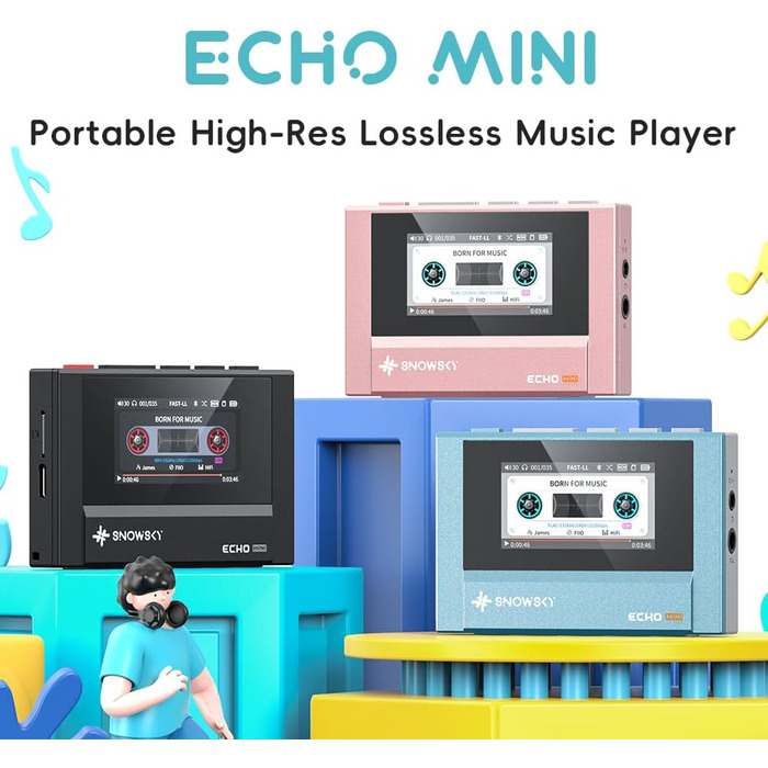 FiiO Echo Mini HiFi Bluetooth MP3 плеєр (Рожевий) - 15 год відтворення, 3.5/4.4 мм вихід для навушників