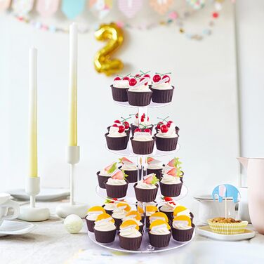 Підставка для капкейків Fhmidic на 6 ярусів, акрилова етажерка, 6-ярусний дисплей для десертів, тортів, випічки, для вечірок, днів народжень, дитячих свят, хрестин (кругла)