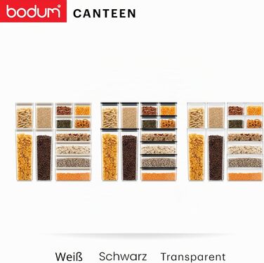 Набір контейнерів для зберігання Bodum CANTEEN 12 шт. з чорними кришками, BPA-free, для мийки в посудомийній машині, прозорі, штабельовані