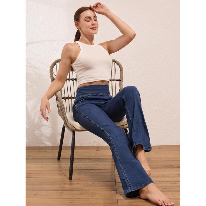 Джинси жіночі Chase Hot Bootcut, висока талія, еластичні джеггінси з кишенями, темно-синій, 31 inseam