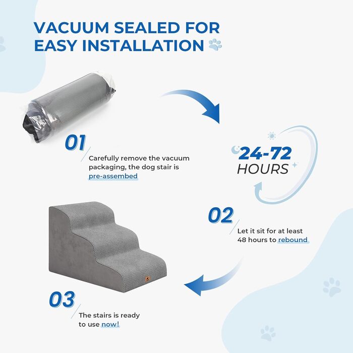 Сходинка для собак маленьких порід, 2 сходинки, 30 см, для домашніх тварин, миється, не слизька, для котів, для ліжка, дивану, сірого кольору