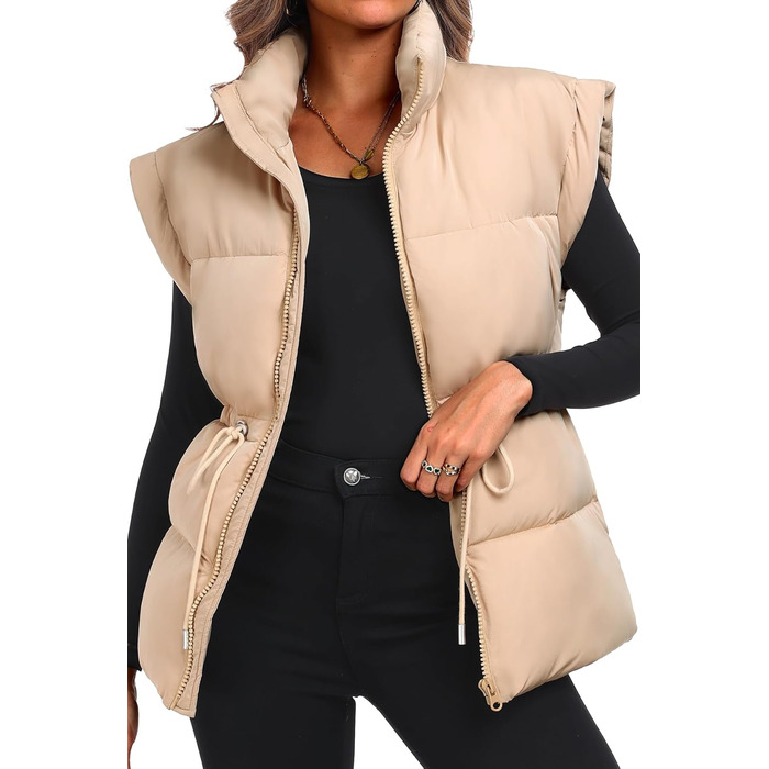 Жіночий пуховик ELLEVEN великого розміру, теплий, з капюшоном, на блискавці, з кишенями (L, Хакі)