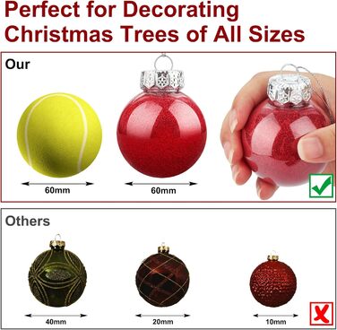 Набір прикрас на ялинку: 30 пластикових кулі діаметром 6 см (червоні)