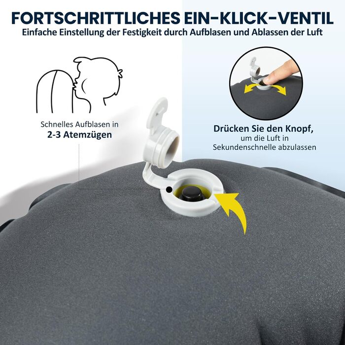 Надувна подушка для шиї HIKENTURE для подорожей літаком, поїздом - ультралегка, сіра