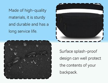 Чоловіча/Жіноча поясна сумка на пояс, шкіряна, водонепроникна, для спорту, подорожей та активного відпочинку (чорна)