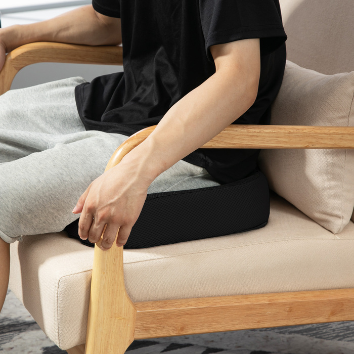 HOMCOM Orthopedic Seat Cushion Ergonomic Seat Cushion for Office Chair, Car & Co., Coccyx Cushion Made of Memory Foam for Tailbone, Sciatica, Hemorrhoids Back Pain Relief, Black | Aosom