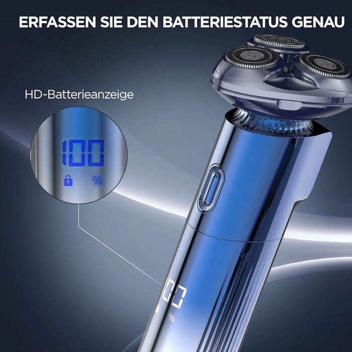 Електричний гострозуб чоловічий 3D гострозуб з магнітними лезами, IPX7, для сухого та вологого гоління, з блокуванням для подорожей (блакитний)