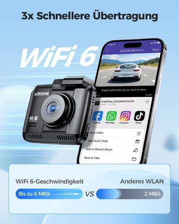 Відеореєстратор AZDOME GS63H Pro 4K з WiFi, GPS, Нічне бачення, 170° та Park Monitoring