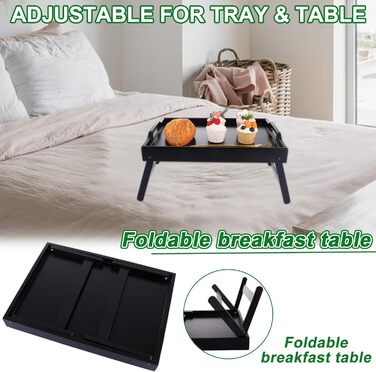 Бамбуковий столик SHUESS для ліжка та дивана, чорний, з відкидними ніжками, 41,5 x 30 x 20,5 см, для сніданку, роботи, сервірування