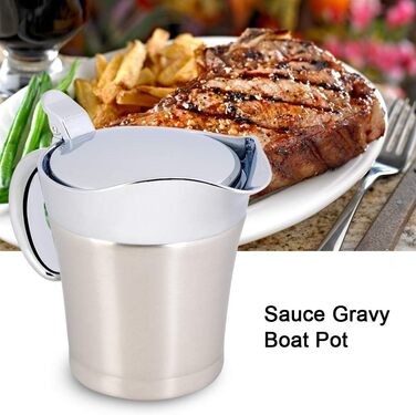 Saucepan, Sauce Pot, Stainless Steel Sauce Creamer Insulated, 304 Stainless Steel Heat and Cold Insulated, Double-Walled, Sauce Pot, Serving Creamer (Small 450Ml)