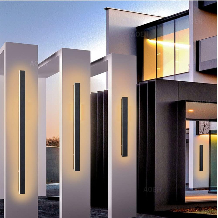 Long Villa Wall Light Black Waterproof IP65 Aluminum Acrylic Outdoor LED Wall Light for Gardens, Terraces, Bedrooms, Living Rooms, Indoor, 30cm/12w, Warm light (125cm/45w * 1)