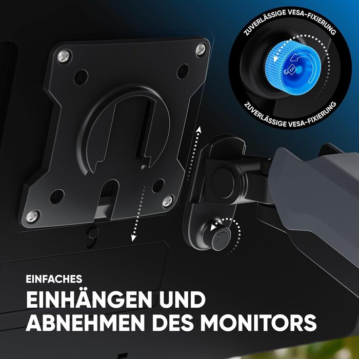 Кронштейн для монітора ONKRON G75-B (13-34 дюймів, до 12 кг, VESA 100x100), Графіт