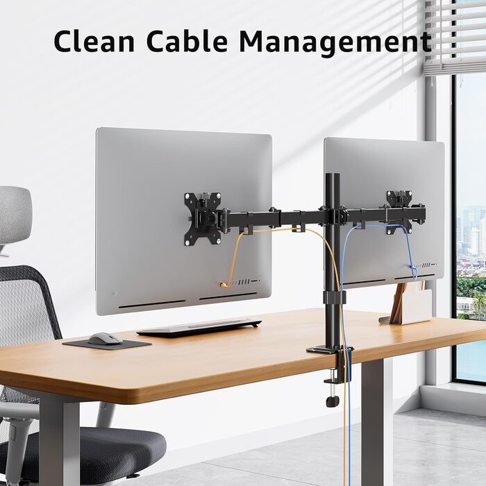 Кріплення для монітора MOUNTUP Dual - для 2 моніторів 13-32 дюйми, регульоване, настільне, VESA 75/100mm