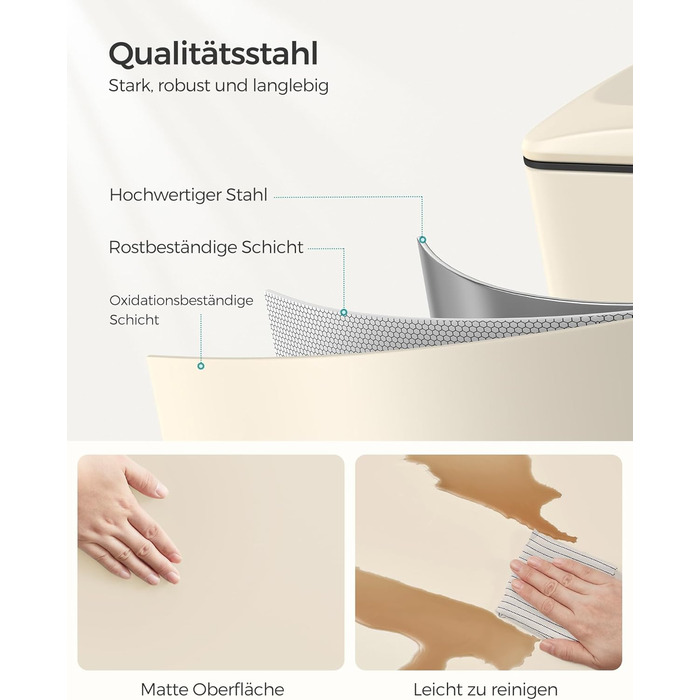 Відро для сміття SONGMICS 20 л з педаллю, м'яким закриттям, з внутрішнім відром, 15 мішків, металік сріблястий LTB543E01