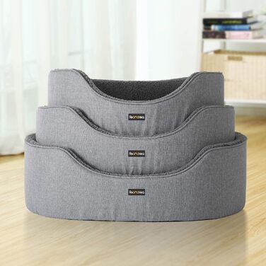 Feandrea Dog Bed, Dog Basket, Reversible Cushion, 73 x 60 x 27 cm, PGW031K01 (Gray, L 83 x W 63 x H 27 cm)