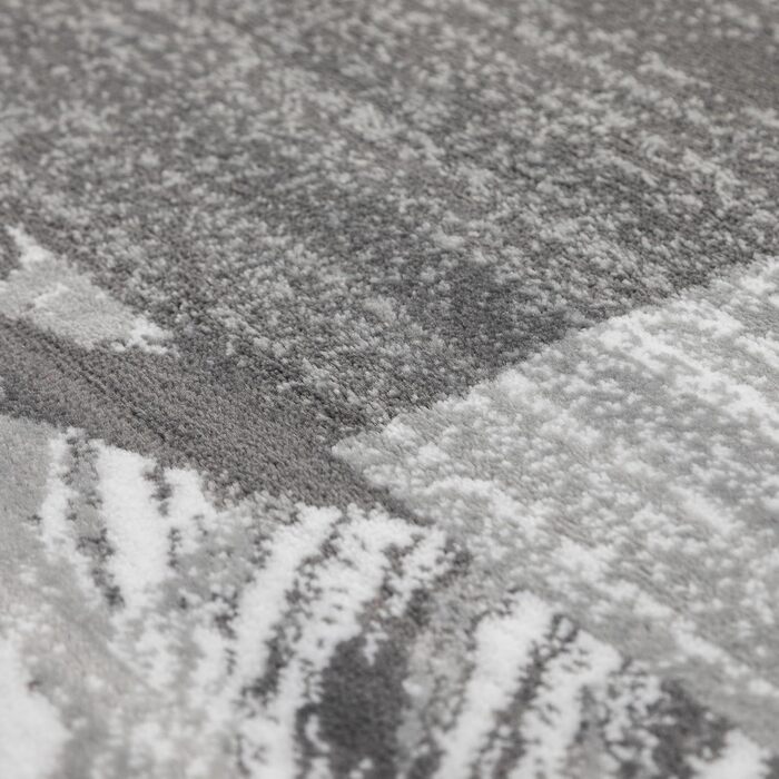 Килимок для вітальні, спальні, їдальні, коридору, кухні. Сучасний килим з геометричним візерунком, м'який, короткий ворс, легкий у догляді. Чорний, 140 x 200 см.