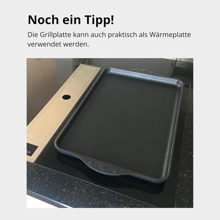 Гриль-плита Teppanyaki Lieblingspfanne 43x28 см, алюмінієва, антипригарна, з бічними ручками, для всіх типів плит і духовки, гладка поверхня