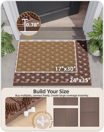 Килимок для порогу COLOR&GEOMETRY Null Geruch TPE Heavy Duty, 43x75 см (60x90 см), коричневий. Екологічний, не потребує догляду, антиковзаючий, для дому та вулиці