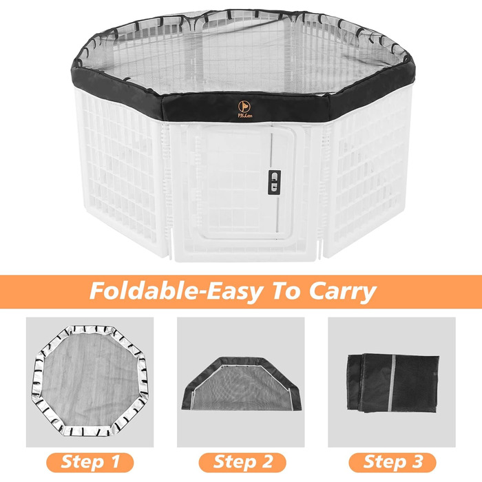 Клітка-манеж для собак PJYuCien, 8 панелей, 61 см, металева, складна, для цуценят, чорна