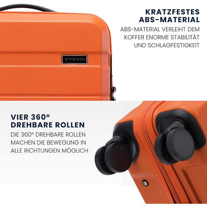 Набір валіз WITTCHEN COMODO Line: 3 шт., ABS, телескопічна ручка, TSA-замок, 4 колеса (Оранжевий)