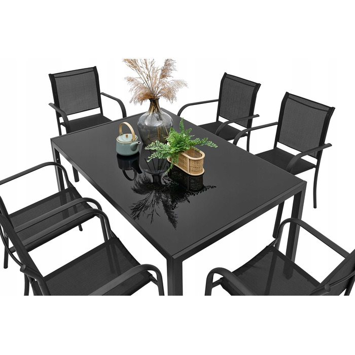 Обідній стіл та стільці MAT-COMPANY metal Table-150/6, чорний
