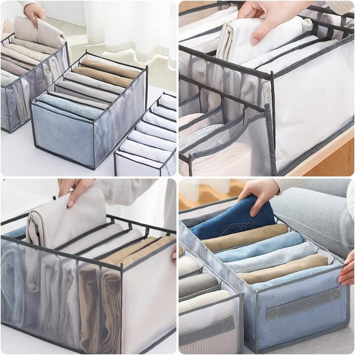 Joycabin 5-Piece Closet Clothes Organizer, Mesh Clothing Storage Box for Jeans, Pants, T-Shirts, Shirts, Storage Boxes Drawer Boxes, Clothes Storage Box