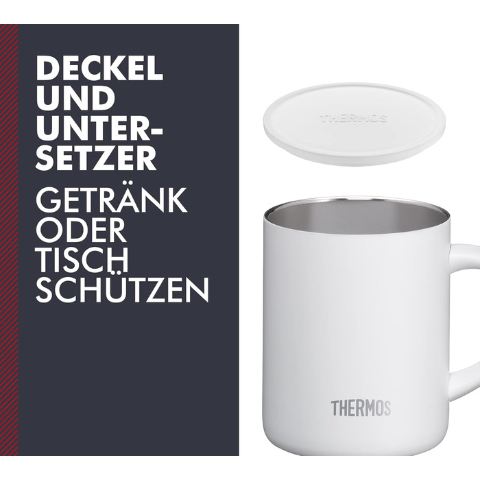 Термос із нержавіючої сталі Longlife Cup 350 мл, чашка-термос з кришкою, для кави та напоїв, зберігає тепло, ідеально для офісу та кемпінгу (Snow White)