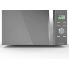 Мікрохвильова піч Cecotec Pro Clean 6110: 23 л, 800 Вт, гриль 1000 Вт, LED, нержавіюча сталь, чорно-сріблястий колір
