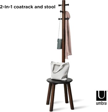 Umbra Pillar Coat Rack with Bench, Default_no_Selection_Value, White/Natural, One Size (Black/Walnut, Coat Rack with Bench)