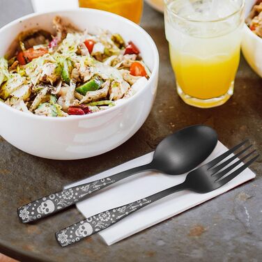 Набір столових приборів XIAOYU з дизайном черепа, готичний, з нержавіючої сталі на 4 особи (20 предметів) - для Хеллоуїну