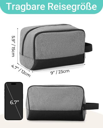 Чоловічий дорожній набір Elviros: органайзер для туалетних аксесуарів, кульки для гоління, сірий