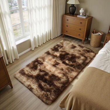 Килимок для вітальні Sour Lemon, 60 x 120 см, сірий, пухнастий, для спальні, миючий, нековзний, з бахромою