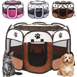 Клітка-забіг для цуценят та тварин, 74x74x43 см, для собак, котів, кроликів, дрібних тварин, Oxfordgewebe, портативна