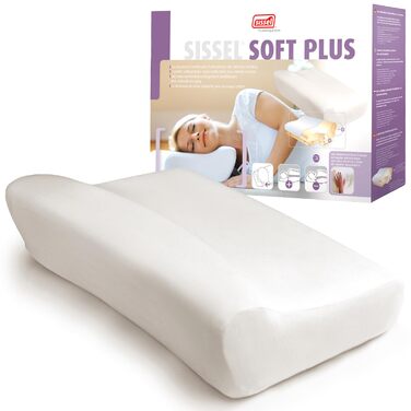 Ортопедична подушка Sissel Soft Plus з вискоеластичного піни для шиї, регульована висота, м'який велюровий чохол, ідеальна при болях у шиї, 5 років гарантії