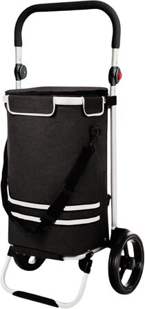 DIVID® Торговий візок з інтегрованою платформою, об'єм 56 літрів, вантажопідйомність до 50 кг, складний, сумка через плече та відділення для охолодження, чорний