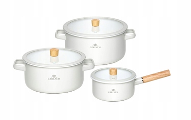 Набір емальованого посуду Gerlach Natur Enamel, білий, 6 предметів