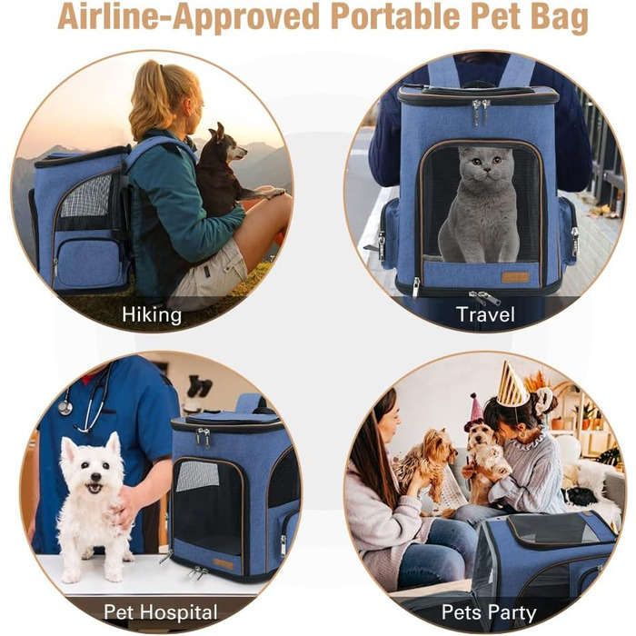 Розширюваний рюкзак для кота та собаки Lekesky, блакитний (L/XL, 36x31x42 см)