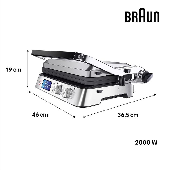 Електричний гриль Braun MultiGrill 7 CG7020: контактний гриль, BBQ та духовка 3-в-1, 2000W, велика поверхня для приготування (12 бургеров), миється в посудомийній машині, з піддоном для жиру