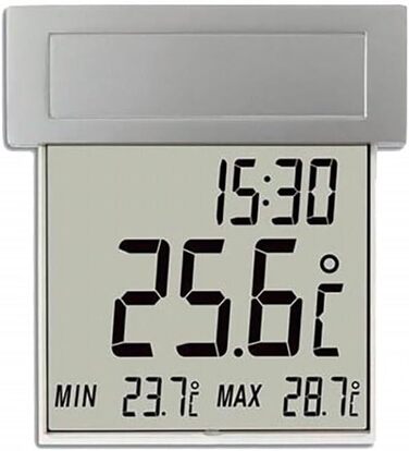 TFA Dostmann Vision Solar Digital Window Thermometer, 30.1035, large display with outdoor temperature, L 122 x W 28 x H 131 mm