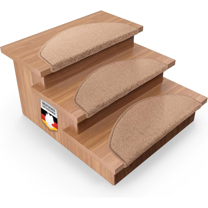 Casa Pura Dynasty Velour Non-Slip Stair Treads - 15 Piece Set - Brown