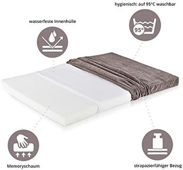 Ортопедична подушка для собак ONVAYA® з Memory Foam | Сіра | Розмір S | 112 x 74 x 5 см | Матрац для собак, лежанка, подушка
