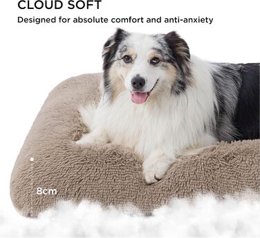 BEDSURE М'яке ліжко для собак великих порід - 104x69x8 см, зручне та миється, з антиковзною основою (119x74x8 см, Колір: верблюжий)