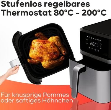 Фритюрниця ProfiCook® Heißluft XXL 8л з нержавіючої сталі | Airfryer з 7 програмами | Модель 2024