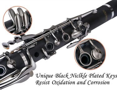 Кларинет KAYATA B з чорним ебонітовим корпусом, нікельовані клавіші, регульована підставка для великого пальця, кейс Deluxe Canvas чорний, нікель