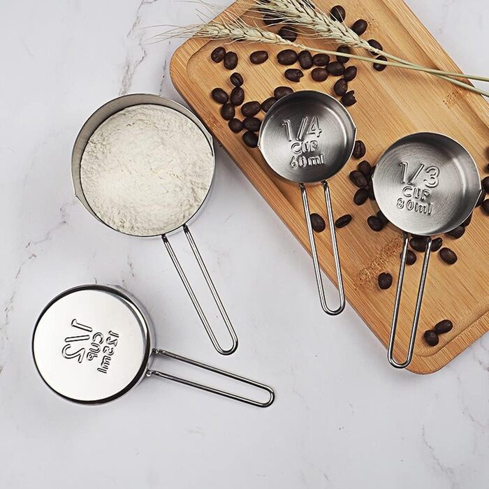 8-Piece Stainless Steel Measuring Spoon and Cup Set, Baking Tools, Coated Measuring Spoons, Kitchen Utensils