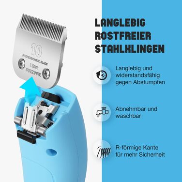 Професійна машинка для стрижки собак, 2 швидкості, ергономічний дизайн, для собак та котів, стрижка густого, довгого та кучерявого хутра, світло-блакитна