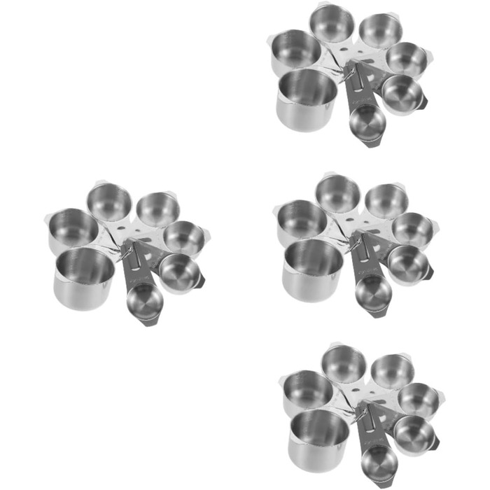 Cieeo 4-Piece Baking Tool Set: Measuring cups, spices, help, bowls, measurement, teaspoons, measuring spoons, bottle, simple cooking spoon, teacup measuring, cup for measuring, stainless steel, silver.