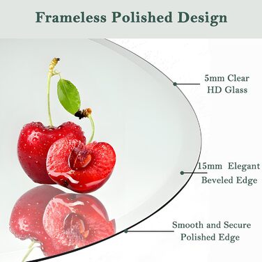 Круглий дзеркало Anyhi без рами, 40.6 см, для ванної, вітальні, спальні, з монтажем на стіну