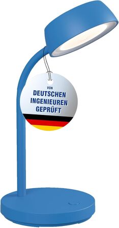 LED настільна лампа MAULjoy | Настільна лампа з підставкою | Лампа для столу, офісу | Регульована LED лампа 3000K тепле біле світло | 33,5 см (висота) (Сучасний дизайн, блакитна)